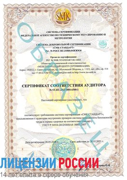 Образец сертификата соответствия аудитора №ST.RU.EXP.00014300-1 Амурск Сертификат OHSAS 18001